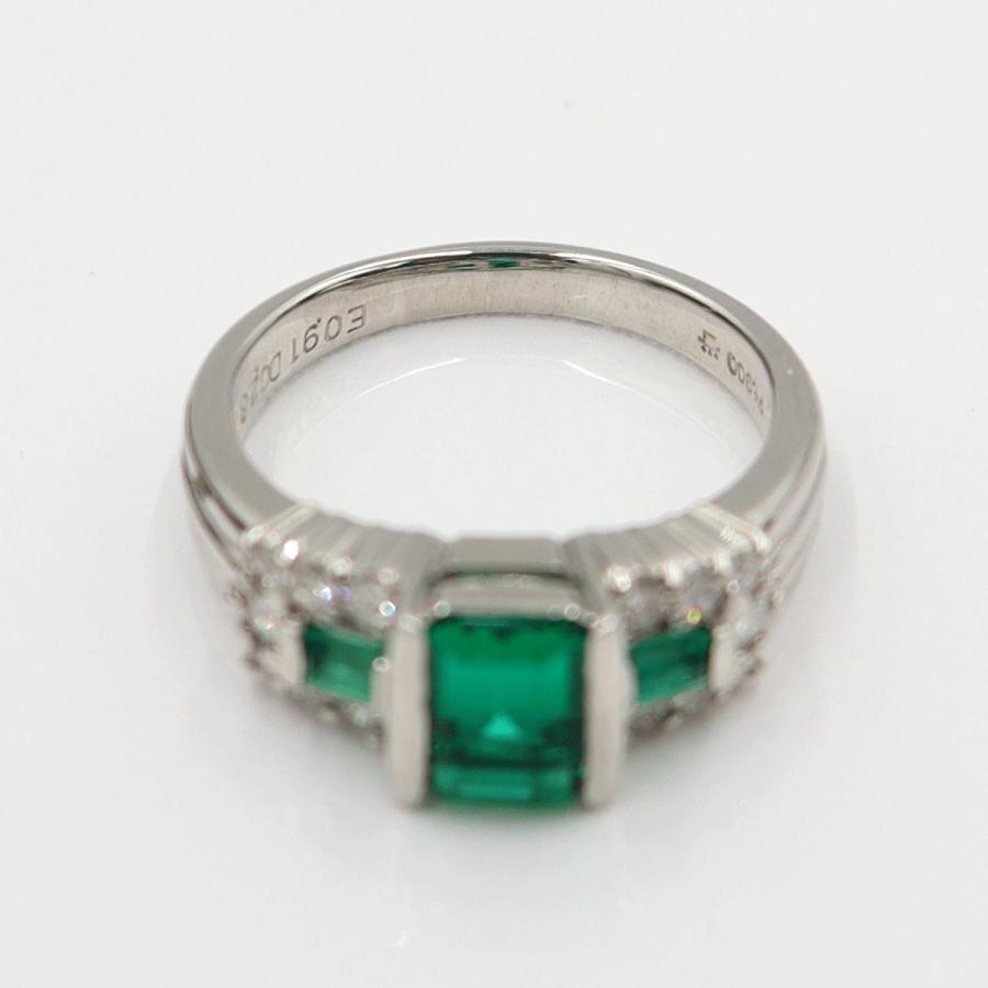 Pt900エメラルドリング　E0.91ct　クレサンベール　サイズ12号　重量7.48ｇ(石の重量含む)　レディース(中古)