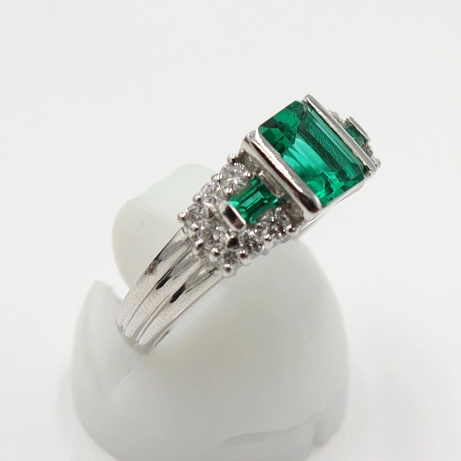 Pt900エメラルドリング　E0.91ct　クレサンベール　サイズ12号　重量7.48ｇ(石の重量含む)　レディース(中古)