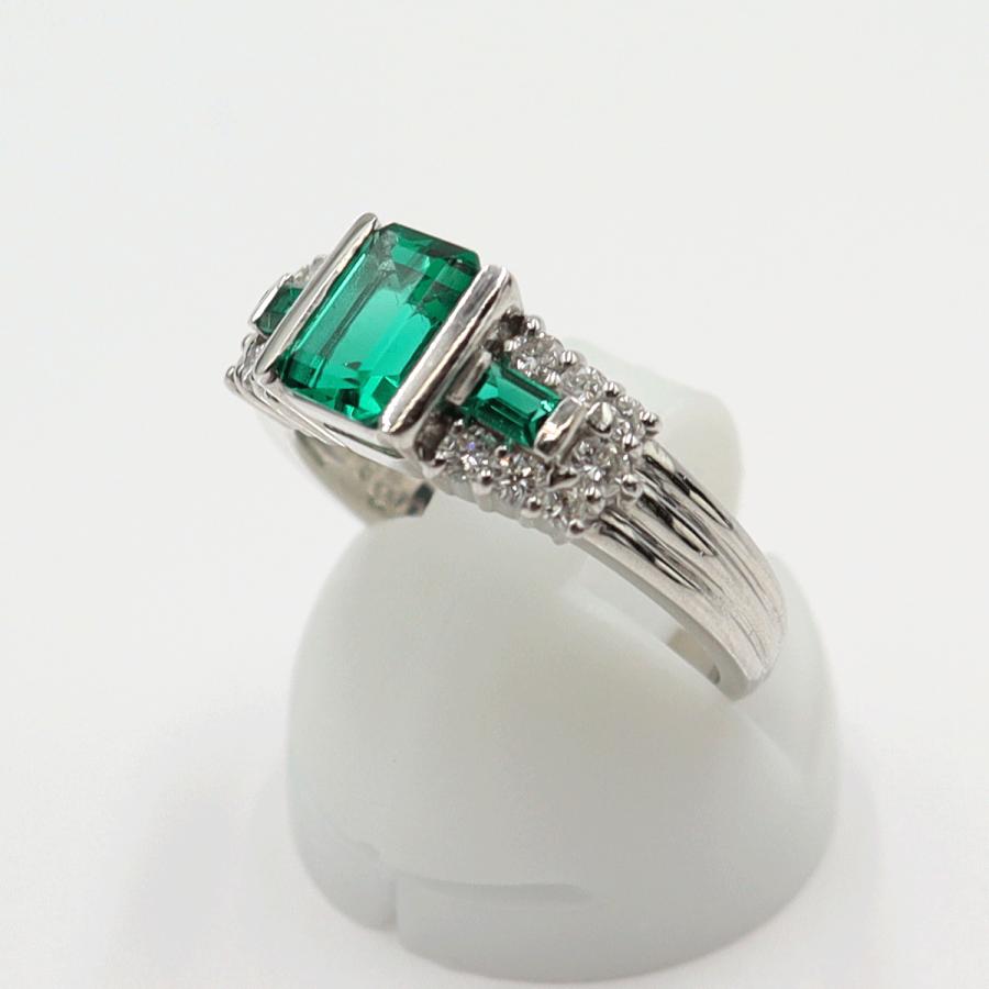 Pt900エメラルドリング　E0.91ct　クレサンベール　サイズ12号　重量7.48ｇ(石の重量含む)　レディース(中古)