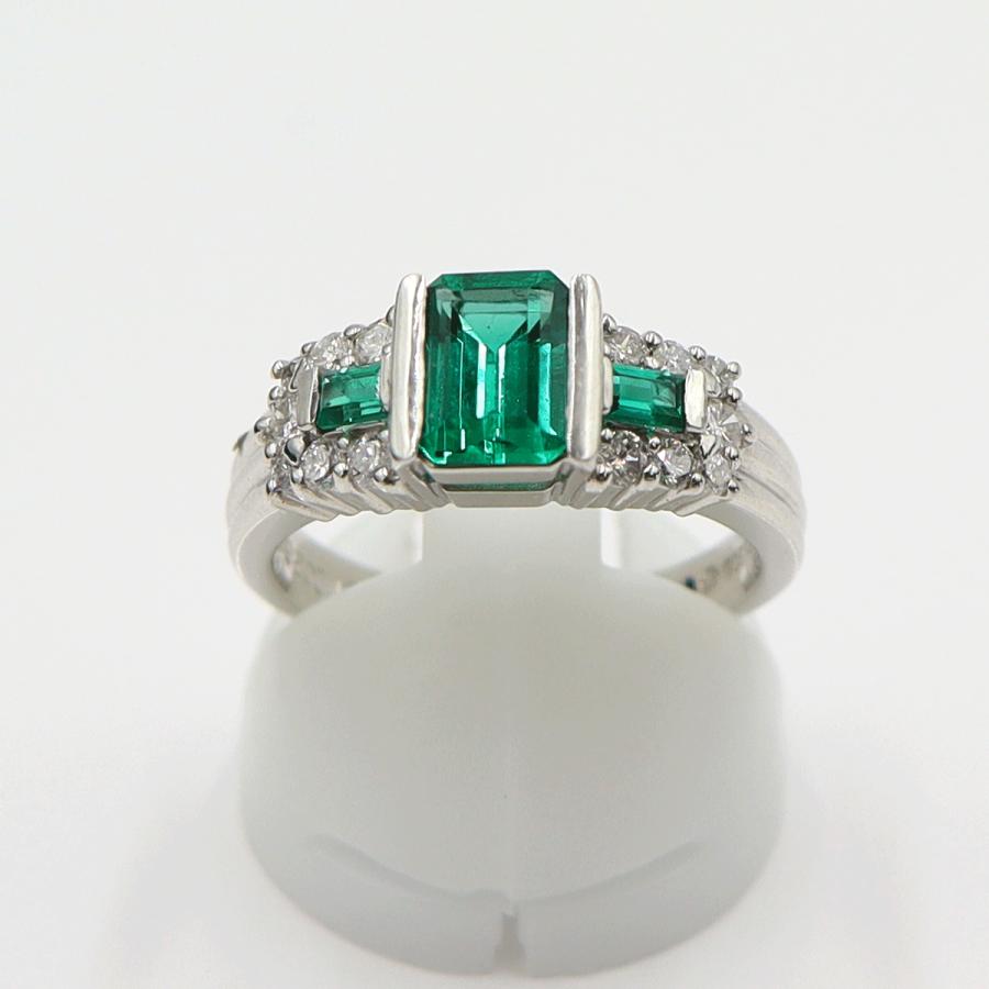 Pt900エメラルドリング　E0.91ct　クレサンベール　サイズ12号　重量7.48ｇ(石の重量含む)　レディース(中古)