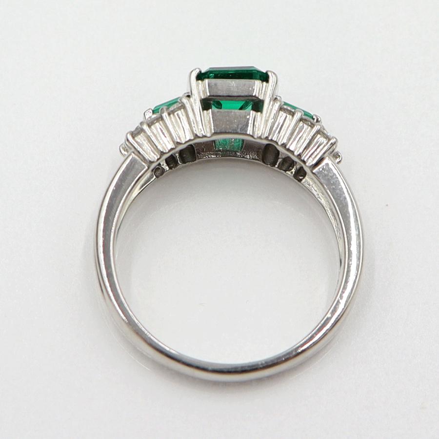 Pt900エメラルドリング　E0.91ct　クレサンベール　サイズ12号　重量7.48ｇ(石の重量含む)　レディース(中古)