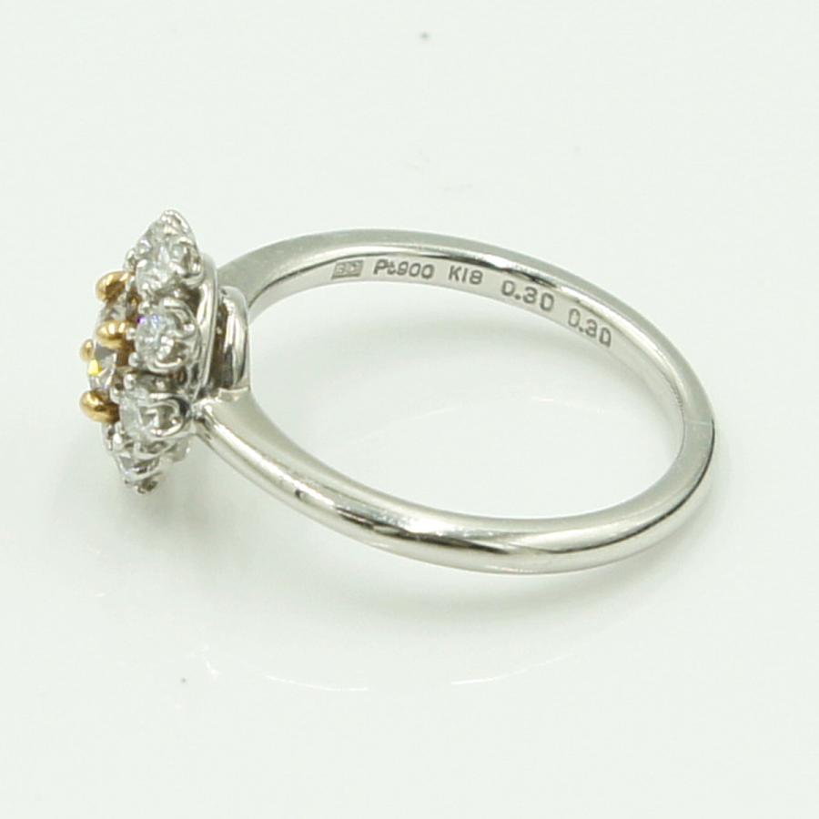 Pt900/K18ダイヤモンドリング「フラワー」 BD0.30ct　D0.30ct リングサイズ11号 重量4.55ｇ(石の重量含む) （中古）