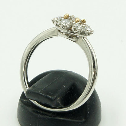 Pt900/K18ダイヤモンドリング「フラワー」 BD0.30ct　D0.30ct リングサイズ11号 重量4.55ｇ(石の重量含む) （中古）