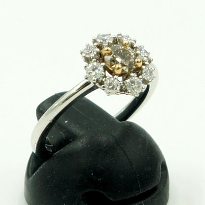 Pt900/K18ダイヤモンドリング「フラワー」 BD0.30ct　D0.30ct リングサイズ11号 重量4.55ｇ(石の重量含む) （中古）