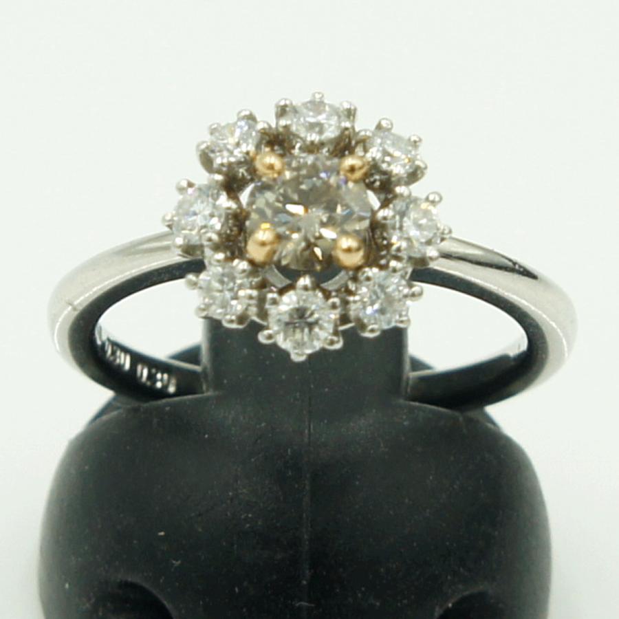 Pt900/K18ダイヤモンドリング「フラワー」 BD0.30ct　D0.30ct リングサイズ11号 重量4.55ｇ(石の重量含む) （中古）