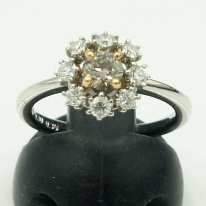 Pt900/K18ダイヤモンドリング「フラワー」 BD0.30ct　D0.30ct リングサイズ11号 重量4.55ｇ(石の重量含む) （中古）