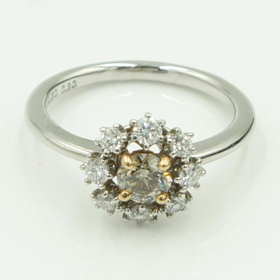 Pt900/K18ダイヤモンドリング「フラワー」 BD0.30ct　D0.30ct リングサイズ11号 重量4.55ｇ(石の重量含む) （中古）