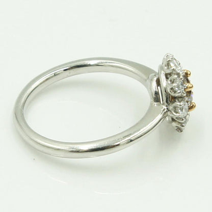 Pt900/K18ダイヤモンドリング「フラワー」 BD0.30ct　D0.30ct リングサイズ11号 重量4.55ｇ(石の重量含む) （中古）