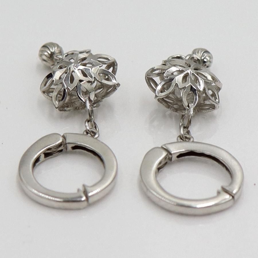 K18WGイヤリング　垂れ下がり　フープピアス　重量2.22ｇ(両耳合計・石の重量含む) （中古）