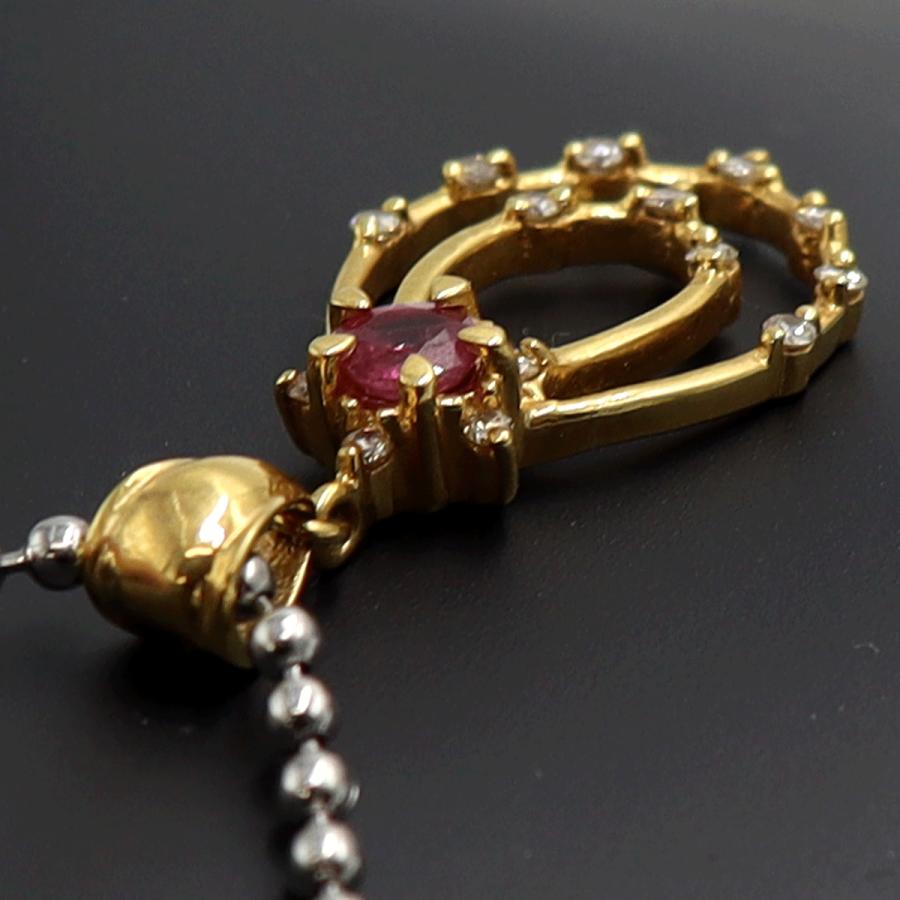K18ルビーダイヤペンダントトップ　R0.34ct　D0.20ct　重量3.20ｇ(石の重量含む)　レディース（中古）