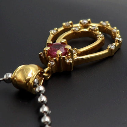 K18ルビーダイヤペンダントトップ　R0.34ct　D0.20ct　重量3.20ｇ(石の重量含む)　レディース（中古）