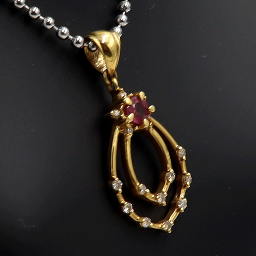K18ルビーダイヤペンダントトップ　R0.34ct　D0.20ct　重量3.20ｇ(石の重量含む)　レディース（中古）