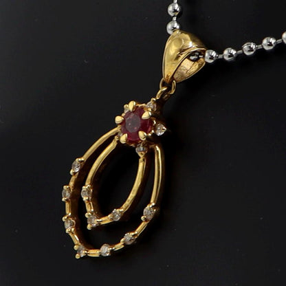 K18ルビーダイヤペンダントトップ　R0.34ct　D0.20ct　重量3.20ｇ(石の重量含む)　レディース（中古）