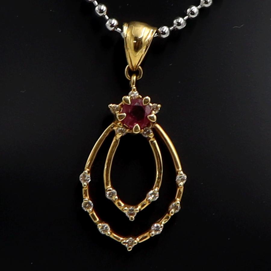 K18ルビーダイヤペンダントトップ　R0.34ct　D0.20ct　重量3.20ｇ(石の重量含む)　レディース（中古）