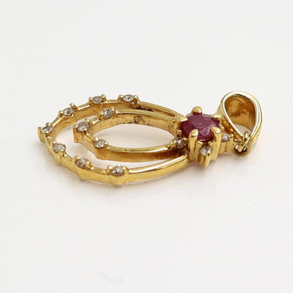 K18ルビーダイヤペンダントトップ　R0.34ct　D0.20ct　重量3.20ｇ(石の重量含む)　レディース（中古）