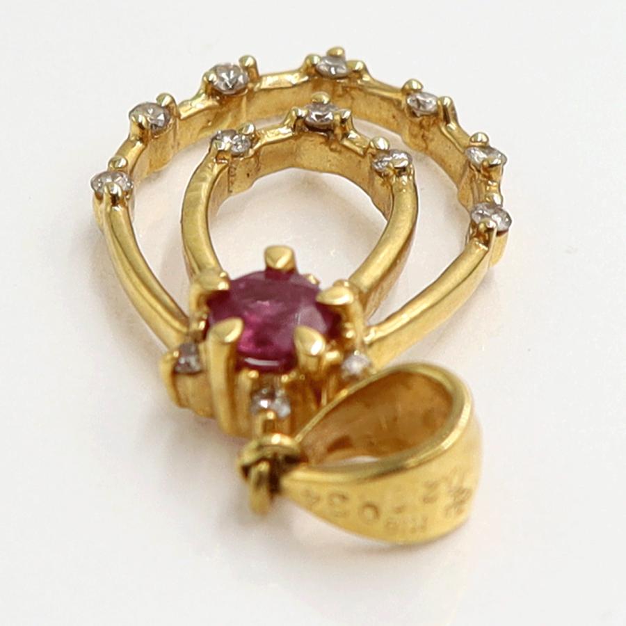 K18ルビーダイヤペンダントトップ　R0.34ct　D0.20ct　重量3.20ｇ(石の重量含む)　レディース（中古）