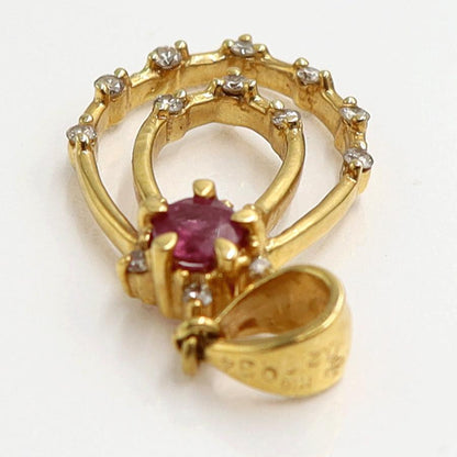 K18ルビーダイヤペンダントトップ　R0.34ct　D0.20ct　重量3.20ｇ(石の重量含む)　レディース（中古）