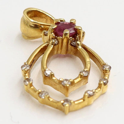 K18ルビーダイヤペンダントトップ　R0.34ct　D0.20ct　重量3.20ｇ(石の重量含む)　レディース（中古）