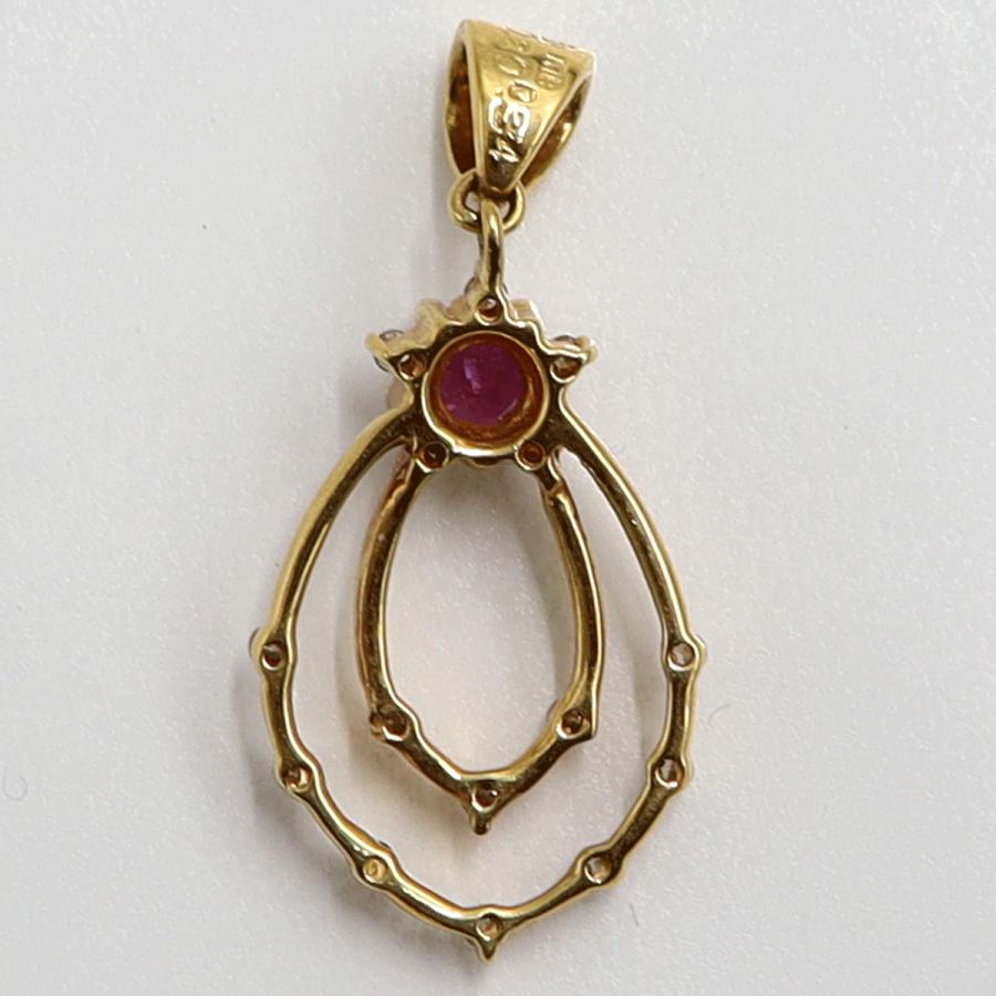 K18ルビーダイヤペンダントトップ　R0.34ct　D0.20ct　重量3.20ｇ(石の重量含む)　レディース（中古）