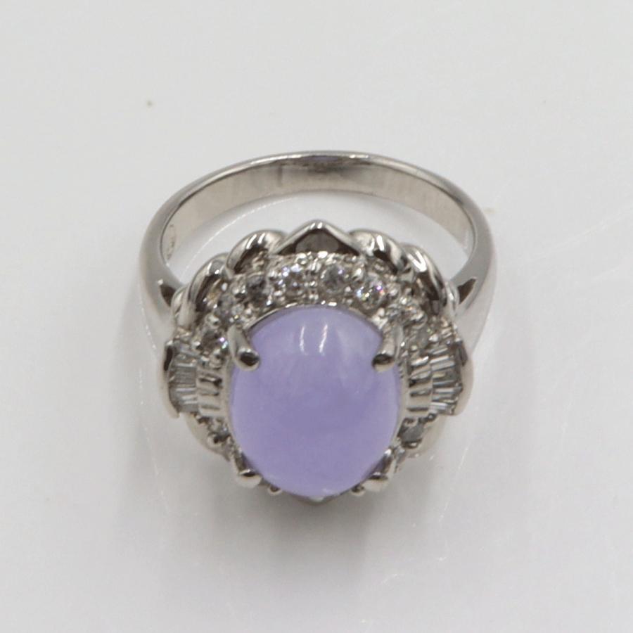 Pt900ラベンダーヒスイリング　K4.10ct　D0.50ct　リングサイズ11号　重量8.54ｇ(石の重量含む)　 レディース(中古)