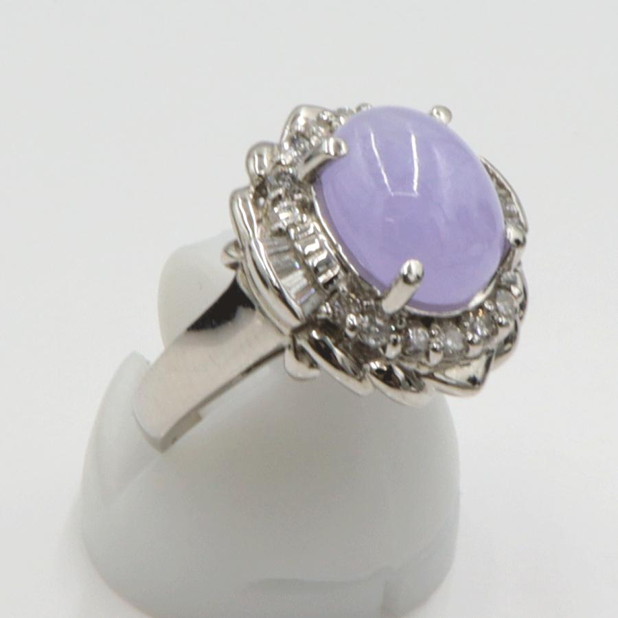 Pt900ラベンダーヒスイリング　K4.10ct　D0.50ct　リングサイズ11号　重量8.54ｇ(石の重量含む)　 レディース(中古)