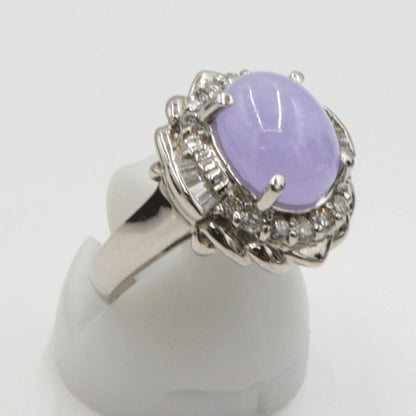 Pt900ラベンダーヒスイリング　K4.10ct　D0.50ct　リングサイズ11号　重量8.54ｇ(石の重量含む)　 レディース(中古)