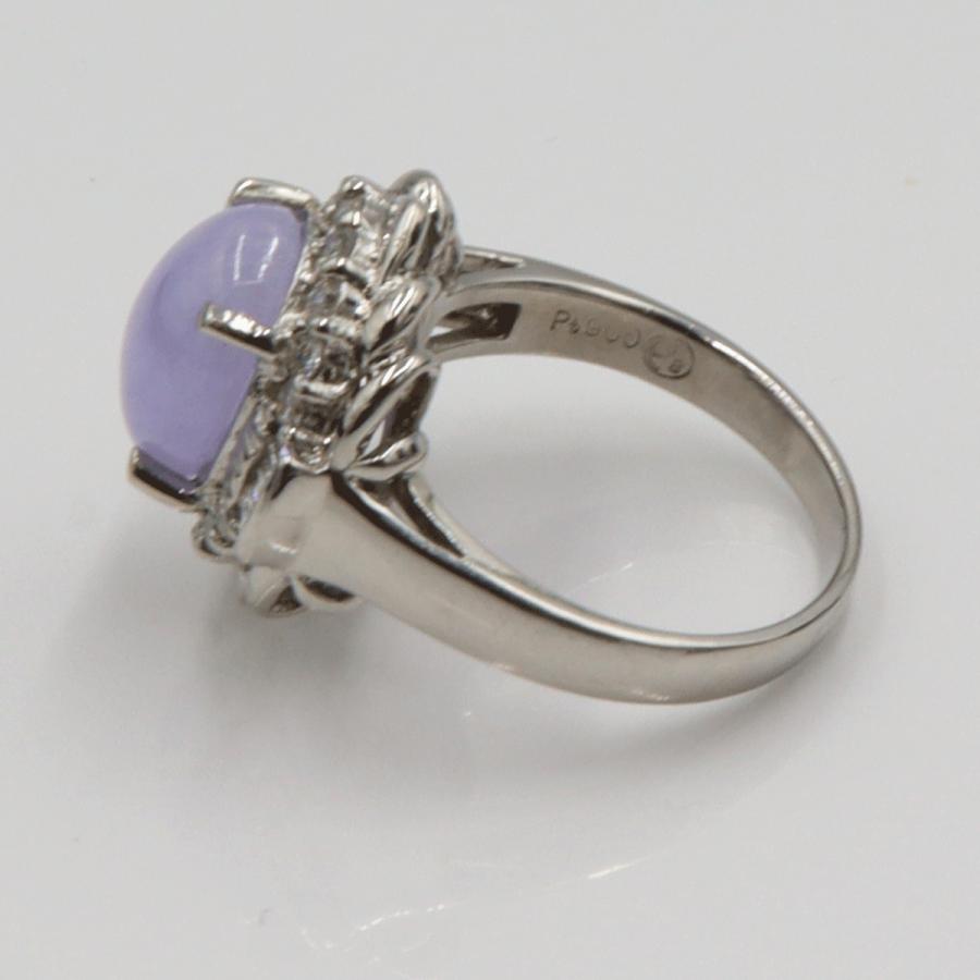 Pt900ラベンダーヒスイリング　K4.10ct　D0.50ct　リングサイズ11号　重量8.54ｇ(石の重量含む)　 レディース(中古)