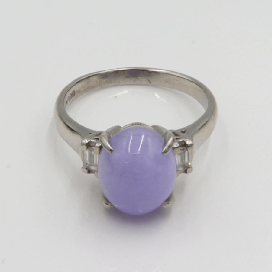 Pt900ラベンダーヒスイリング　J5.00ct　D0.18ct　リングサイズ15号　重量6.38ｇ(石の重量含む)　 レディース(中古)