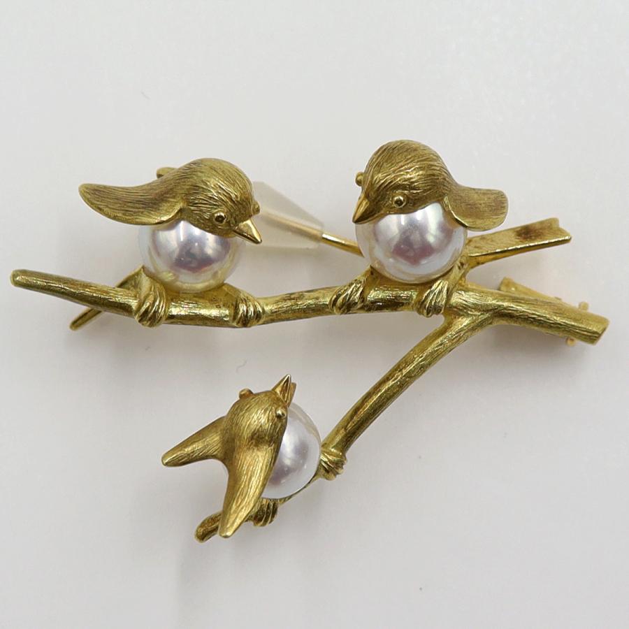 ウエダジュエラー(Uyeda Jeweller)　K18パールブローチ「小鳥」　重量10.26ｇ(石の重量含む) 　レディース（中古）