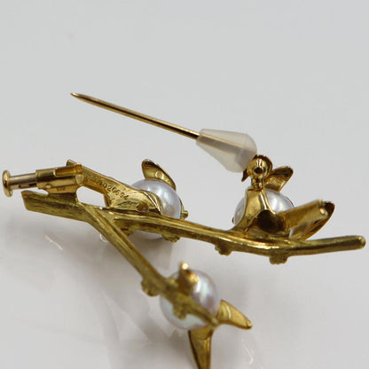 ウエダジュエラー(Uyeda Jeweller)　K18パールブローチ「小鳥」　重量10.26ｇ(石の重量含む) 　レディース（中古）