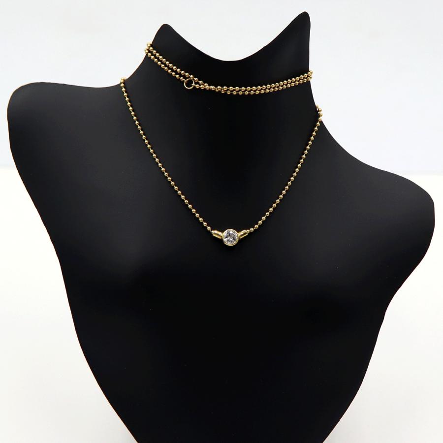 K18ダイヤペンダントネックレス　D0.28ct　ネック長さ:40cm　重量2.98ｇ(石の重量を含む) (中古)