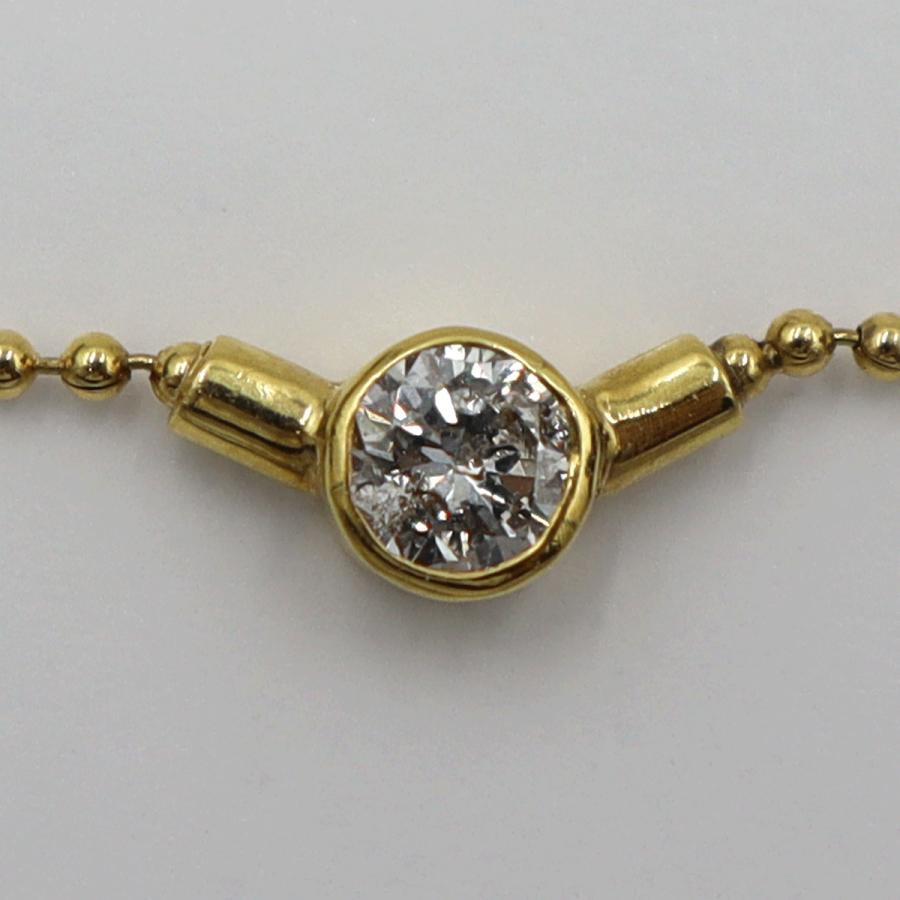 K18ダイヤペンダントネックレス　D0.28ct　ネック長さ:40cm　重量2.98ｇ(石の重量を含む) (中古)