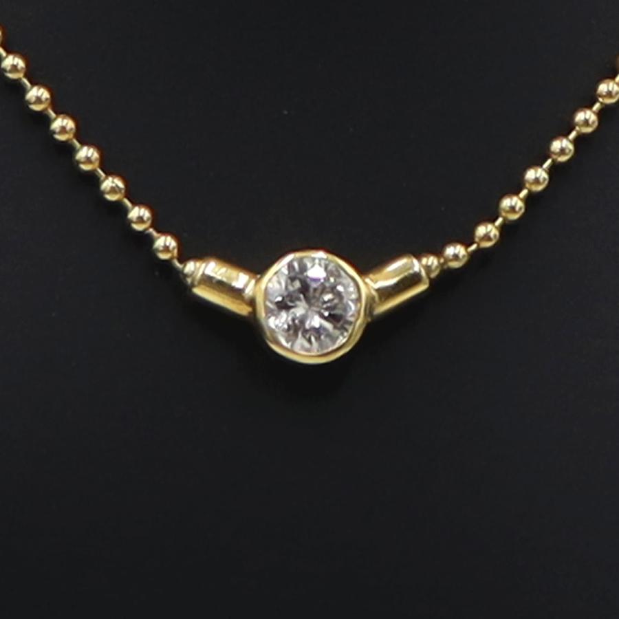 K18ダイヤペンダントネックレス　D0.28ct　ネック長さ:40cm　重量2.98ｇ(石の重量を含む) (中古)