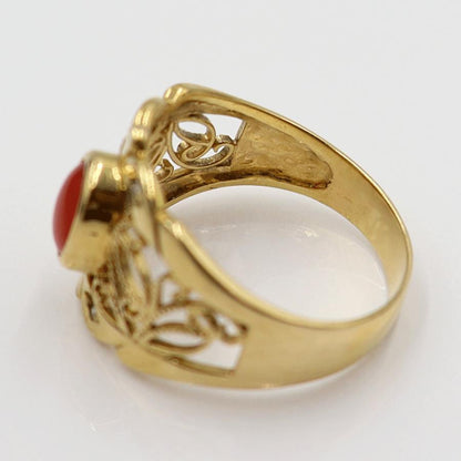 K18サンゴダイヤモンドリング　D0.03ct　リングサイズ12号　重量4.01ｇ(石の重量含む)　レディース(中古)