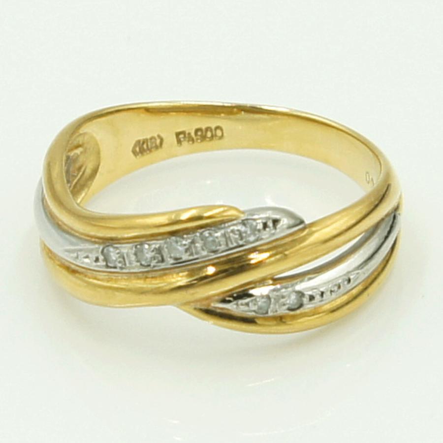 K18/Pt900ダイヤモンドリング　D0.05ct　リングサイズ13号　重量3.70ｇ(石の重量含む)（中古）