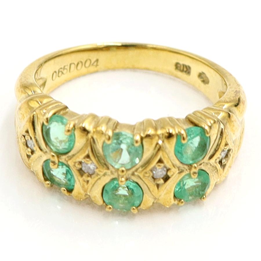 K18エメラルドダイヤモンドリング　E0.65ct　D0.04ct　リングサイズ10.5号　重量4.87ｇ(石の重量含む)　レディース（中古）