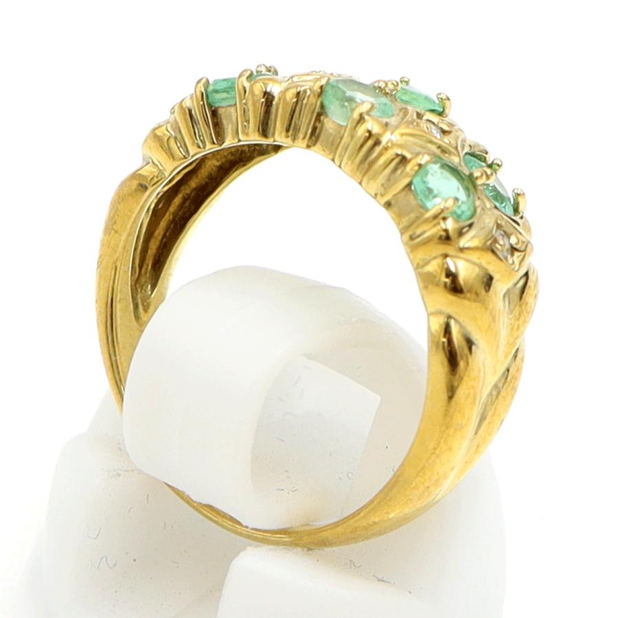 K18エメラルドダイヤモンドリング　E0.65ct　D0.04ct　リングサイズ10.5号　重量4.87ｇ(石の重量含む)　レディース（中古）