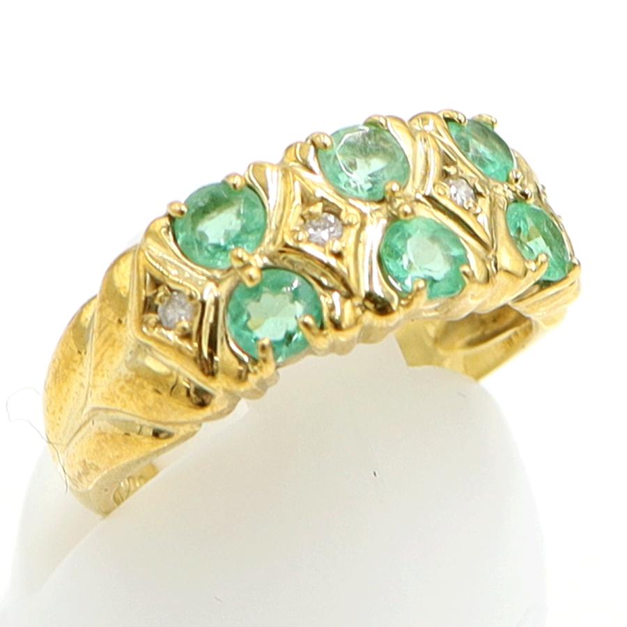 K18エメラルドダイヤモンドリング　E0.65ct　D0.04ct　リングサイズ10.5号　重量4.87ｇ(石の重量含む)　レディース（中古）