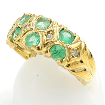 K18エメラルドダイヤモンドリング　E0.65ct　D0.04ct　リングサイズ10.5号　重量4.87ｇ(石の重量含む)　レディース（中古）