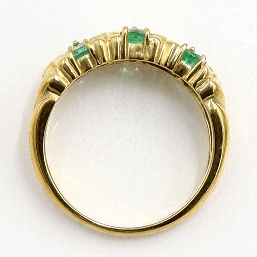 K18エメラルドダイヤモンドリング　E0.65ct　D0.04ct　リングサイズ10.5号　重量4.87ｇ(石の重量含む)　レディース（中古）