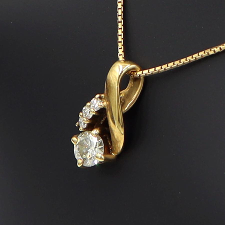 K18ダイヤペンダントネックレス　D0.346ct　0.36ct　重量3.60ｇ(石の重量を含む) (中古)