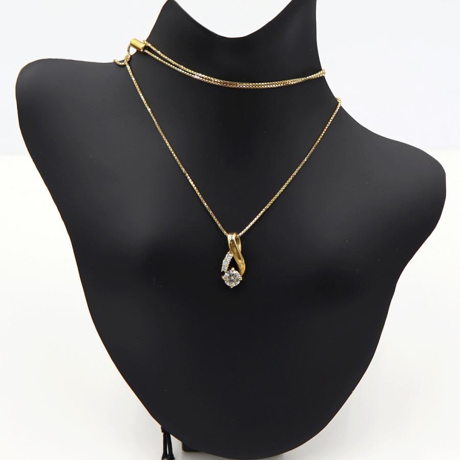 K18ダイヤペンダントネックレス　D0.346ct　0.36ct　重量3.60ｇ(石の重量を含む) (中古)