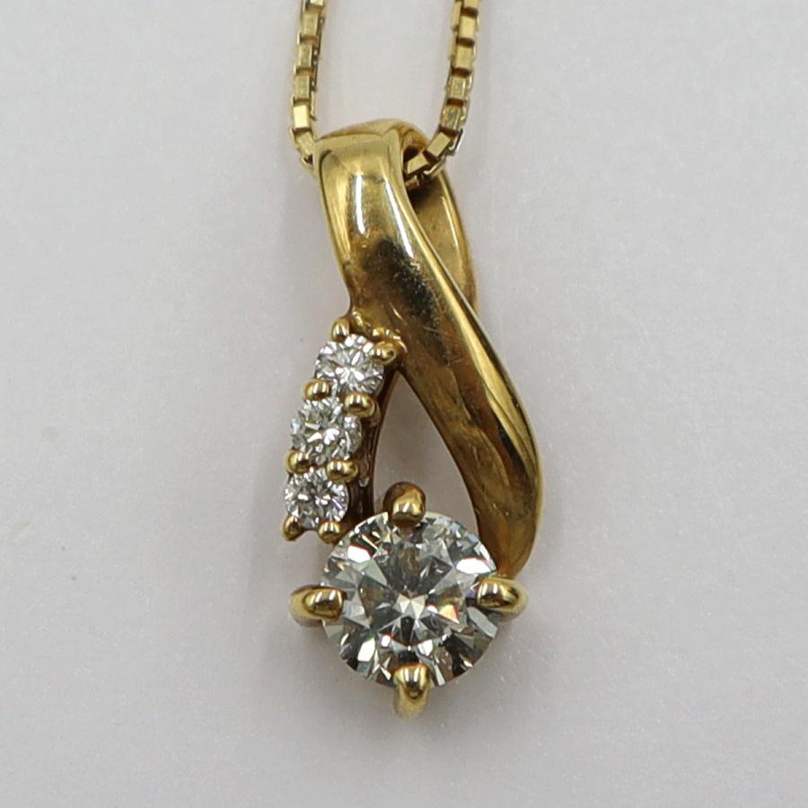 K18ダイヤペンダントネックレス　D0.346ct　0.36ct　重量3.60ｇ(石の重量を含む) (中古)