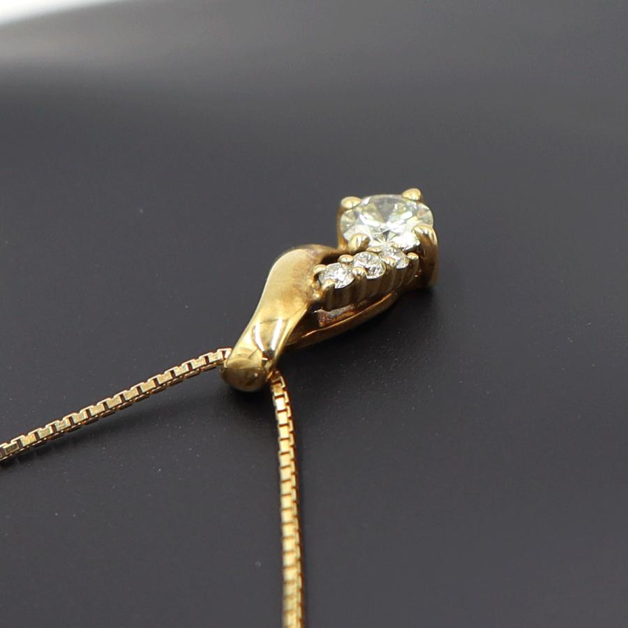 K18ダイヤペンダントネックレス　D0.346ct　0.36ct　重量3.60ｇ(石の重量を含む) (中古)