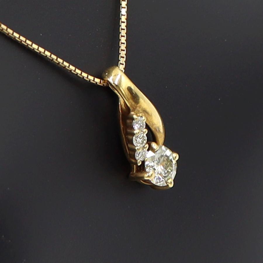 K18ダイヤペンダントネックレス　D0.346ct　0.36ct　重量3.60ｇ(石の重量を含む) (中古)