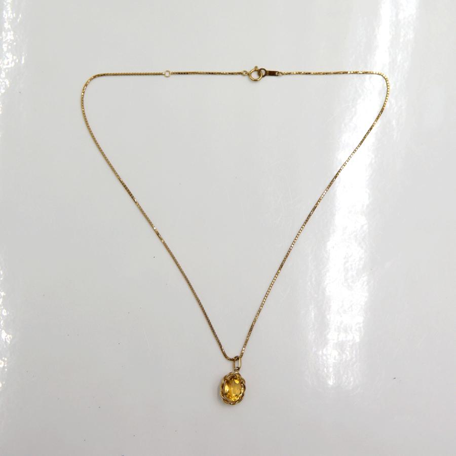 K18シトリンペンダントネックレス　ネックレス長さ40cm　重量4.53ｇ(石の重量含む) 　レディース(中古)