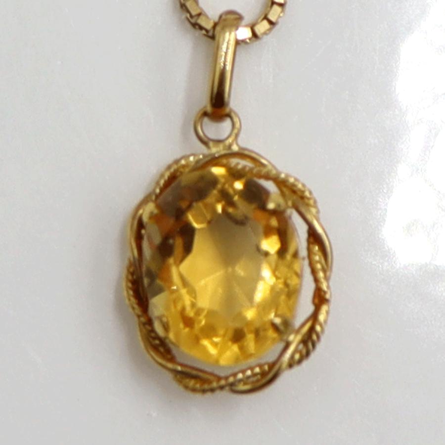 K18シトリンペンダントネックレス　ネックレス長さ40cm　重量4.53ｇ(石の重量含む) 　レディース(中古)