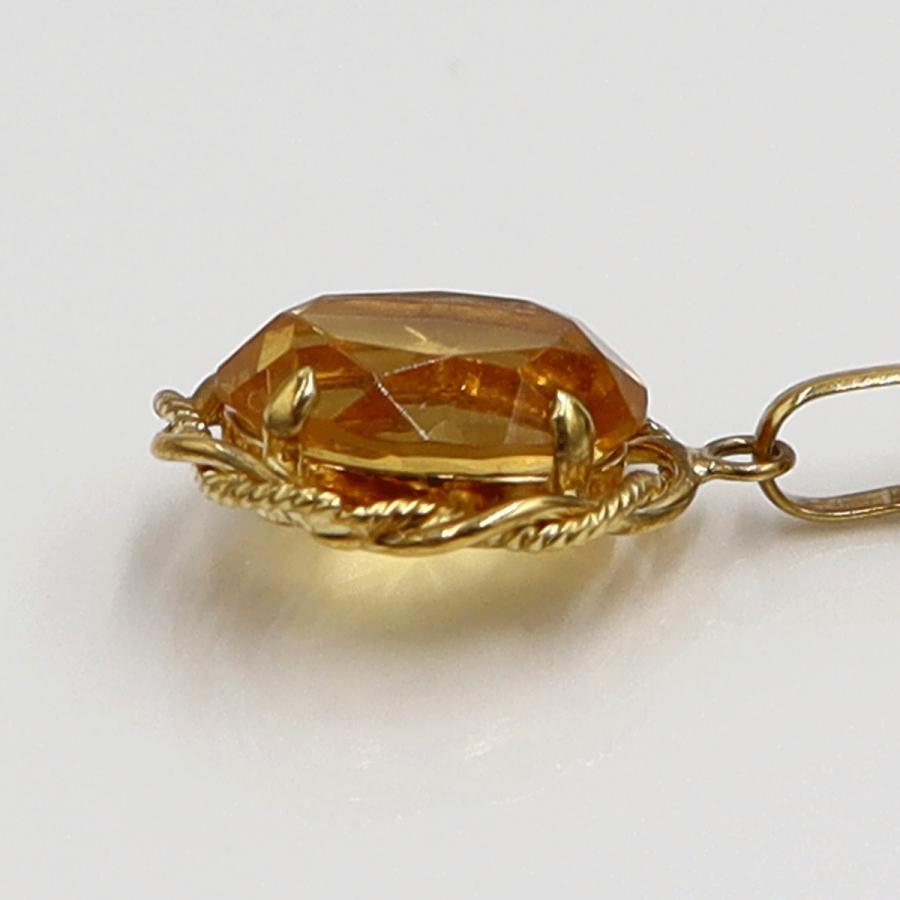 K18シトリンペンダントネックレス　ネックレス長さ40cm　重量4.53ｇ(石の重量含む) 　レディース(中古)