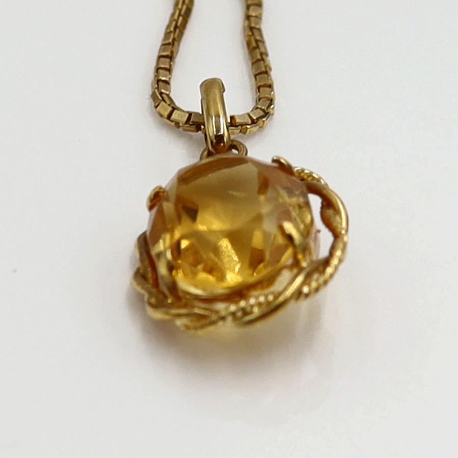 K18シトリンペンダントネックレス　ネックレス長さ40cm　重量4.53ｇ(石の重量含む) 　レディース(中古)