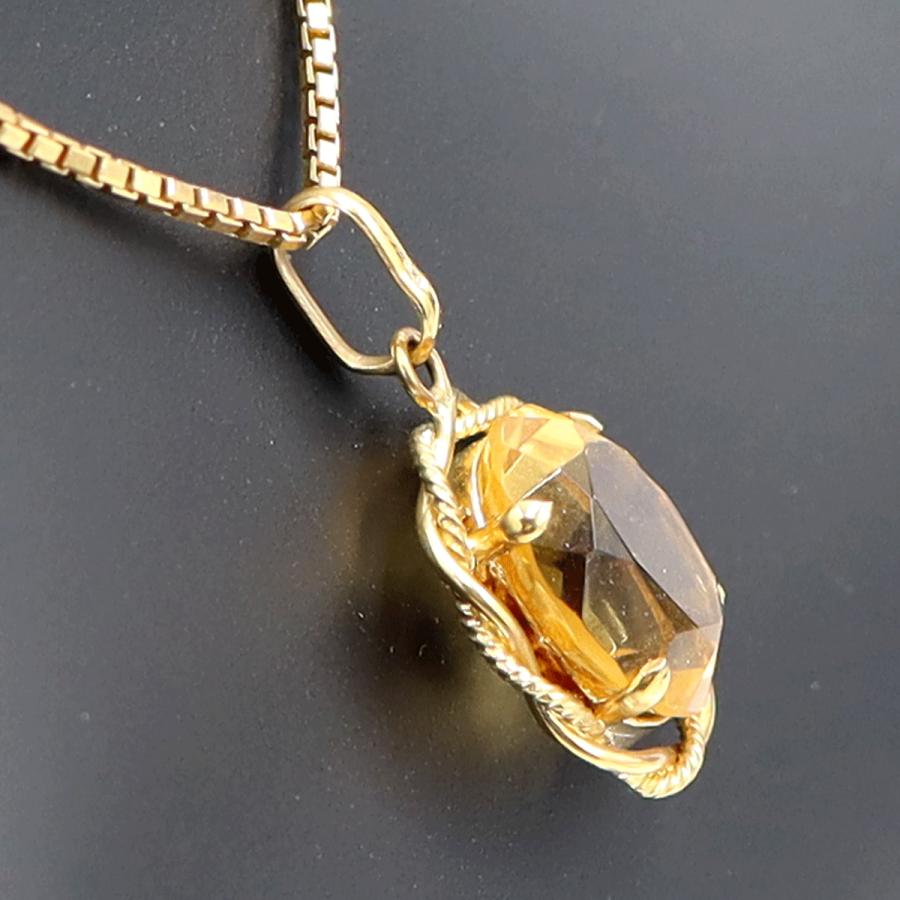 K18シトリンペンダントネックレス　ネックレス長さ40cm　重量4.53ｇ(石の重量含む) 　レディース(中古)